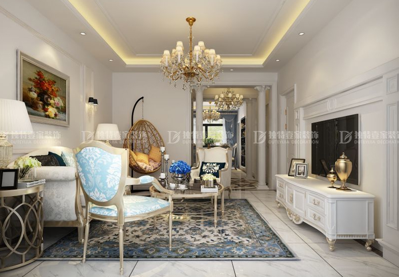 太原綠地盧浮宮143平三室兩廳簡歐風(fēng)格裝修效果圖