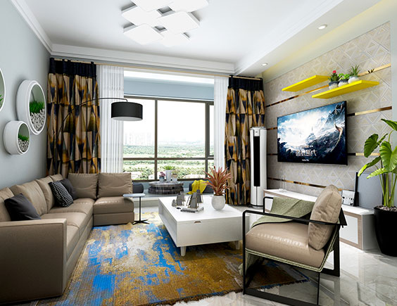 太原來?；▓@98平后現代風格兩居室裝修效果圖