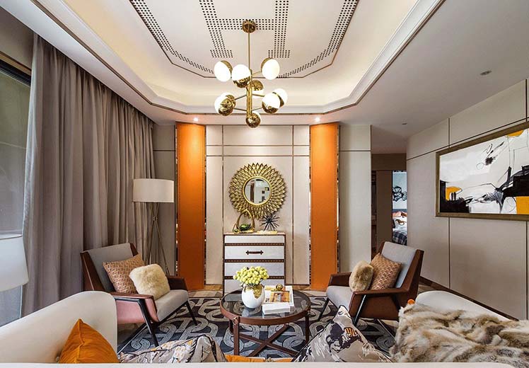 塞納陽光120平方三室兩廳輕奢風(fēng)格裝修效果圖