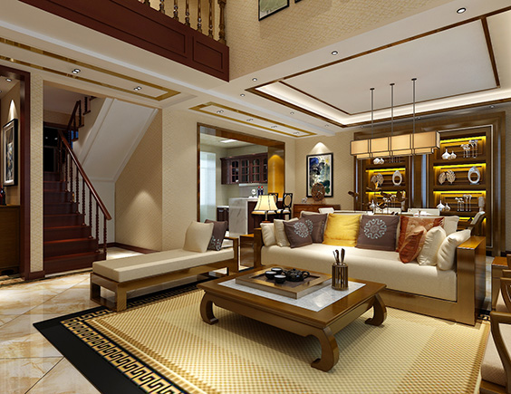 復(fù)地東山國際300平中式風(fēng)格裝修效果圖